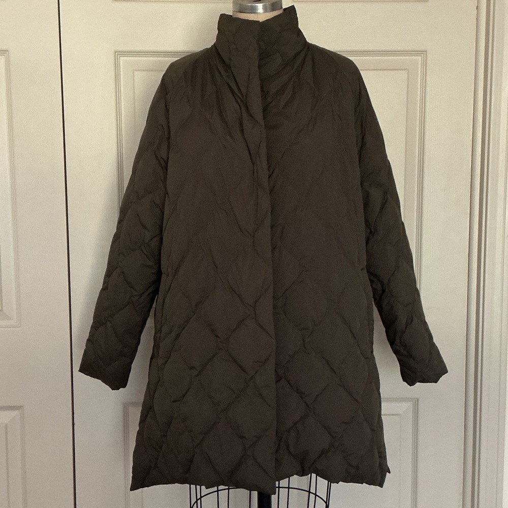 Quilted Puffer Coat - Olive Green